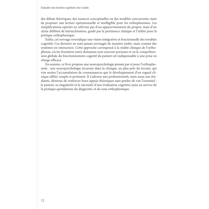 Evaluation des fonctions cognitives chez l’adulte