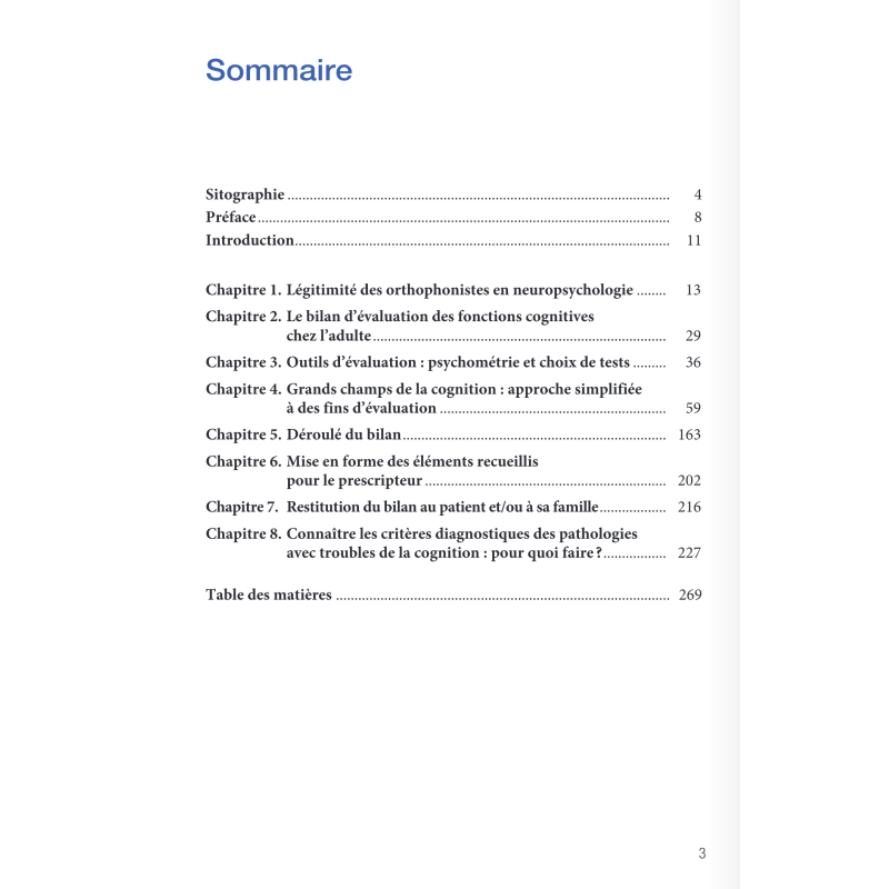 Evaluation des fonctions cognitives chez l’adulte